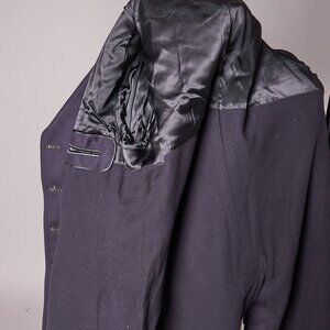 1960s Wool Uniform Pea Coat Gold Buttons and Blue Stripe Sleeve